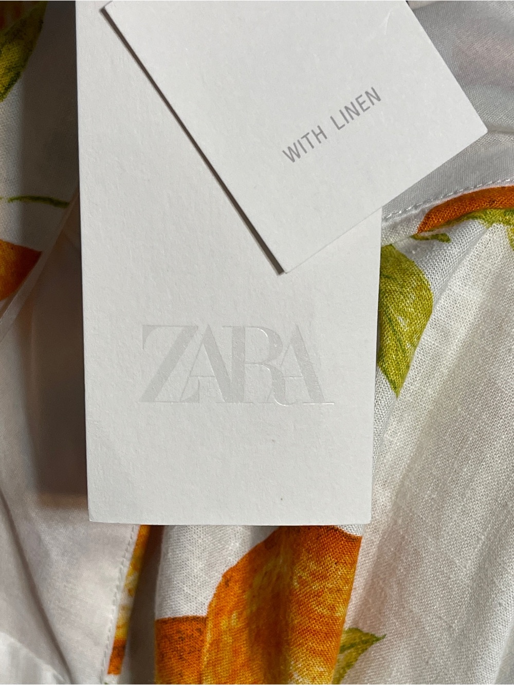 Zara Citrus Print Halter Midi Dress White Orange Fruit Sundress Coastal Large - Picture 9 of 11